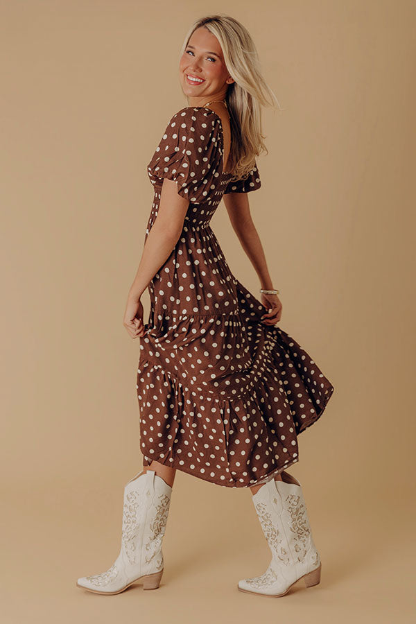 Paris Brunch Polka Dot Midi Dress Image - 2