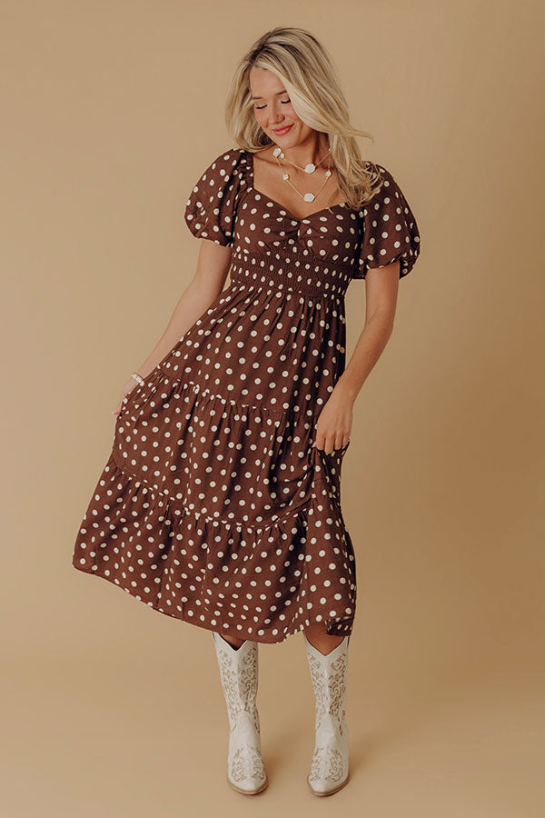 Paris Brunch Polka Dot Midi Dress Image - 1