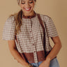 Charmed To Meet You Plaid Eyelet Top in Brown Image - 1