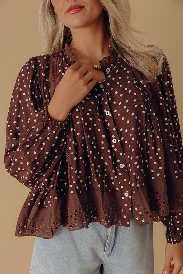 Paris Brunch Polka Dot Eyelet Top Image - 2