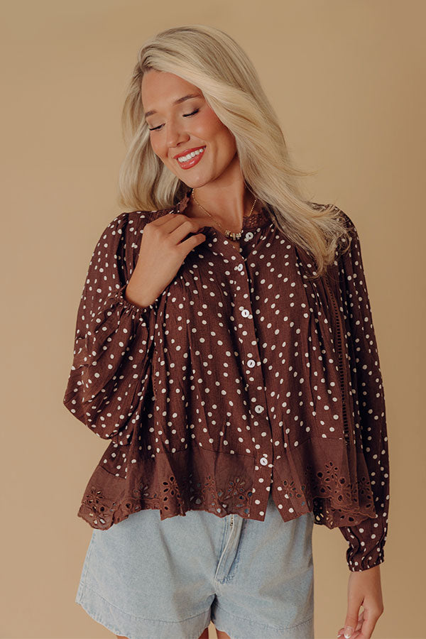 Paris Brunch Polka Dot Eyelet Top Image - 1