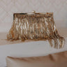 Celestia Sequin Fringe Clutch in Gold Image - 1