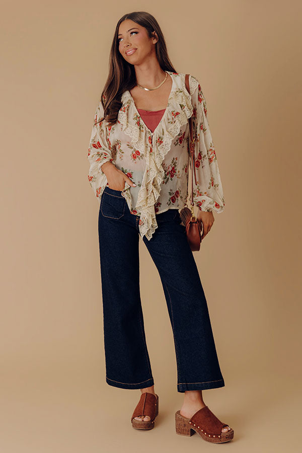 Flirty Feels Floral Chiffon Ruffle Top Image - 2