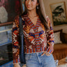 Coffee Shop Hangout Floral Sweater Top in Brown Image - 1