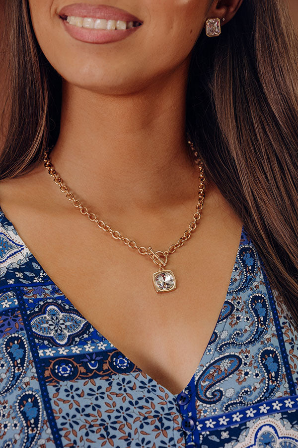 Caught Your Glance Necklace in Clear