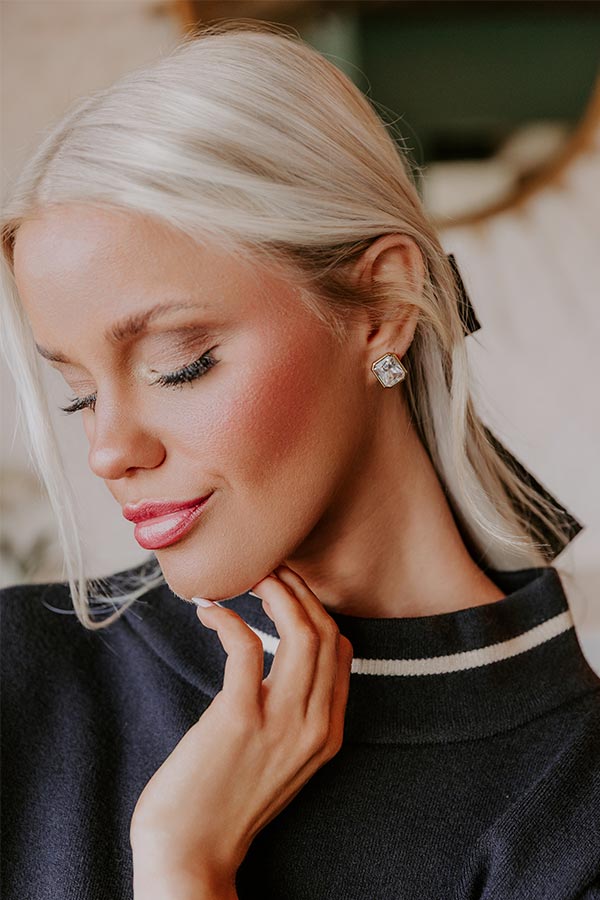 Sweet Elegance Cubic Zirconia Stud Earrings in Gold