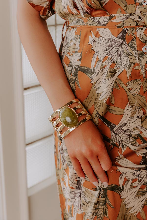 Cosmopolitan Chic Cuff Bracelet in Olive