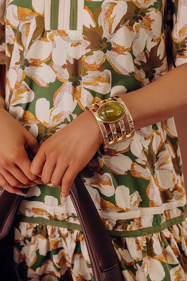 Cosmopolitan Chic Cuff Bracelet in Olive
