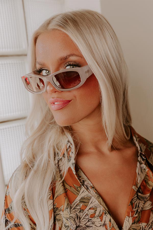 Caught Your Eye Rectangle Sunnies in Taupe