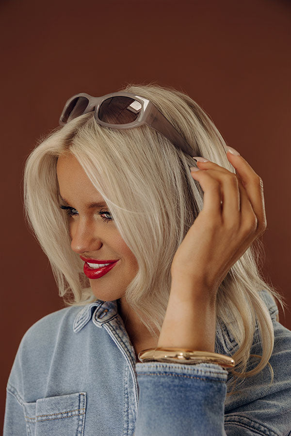 Caught Your Eye Rectangle Sunnies in Taupe
