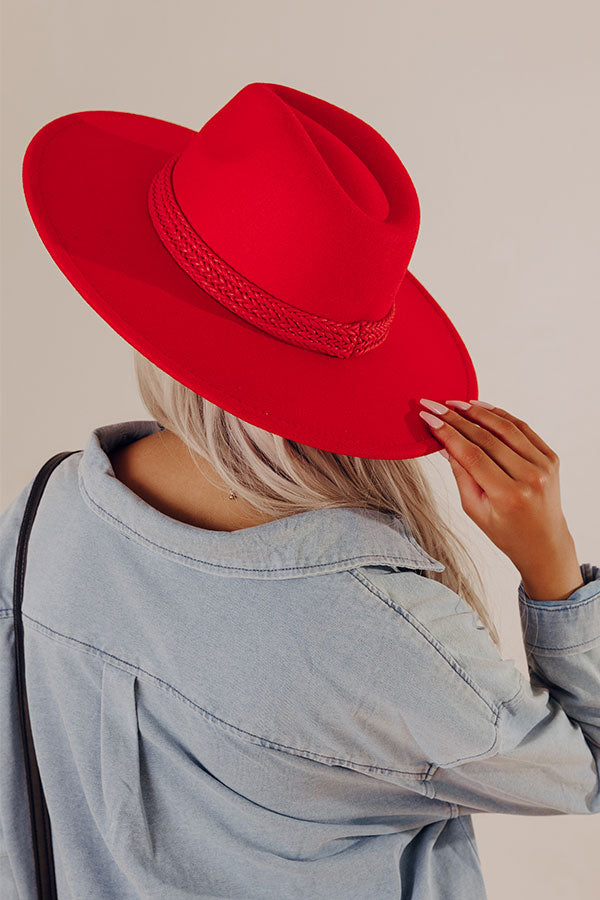 Front Porch Swinging Felt Fedora in Red