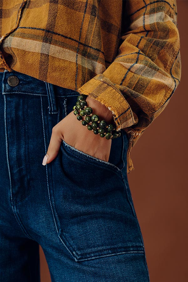 Cider Sippin' Stretch Bracelet Set in Olive