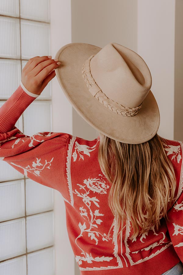 Fall Dreams Faux Suede Fedora in Oatmeal