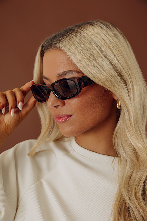 Caught Your Eye Rectangle Sunnies in Tortoiseshell