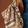 Boho Dreams Floral Satin Hair Scarf in Cream Image - 1