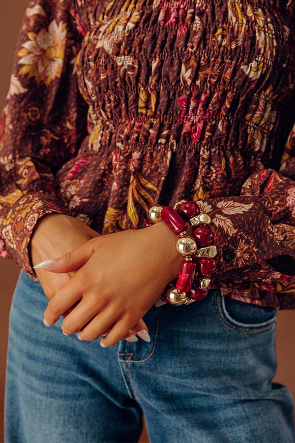 Make A Statement Stretch Bracelet Set in Wine