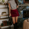 Chic Statement High Waist Faux Suede Skort in Windsor Wine Image - 1