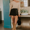 Chic Statement High Waist Faux Suede Skort in Black Image - 1