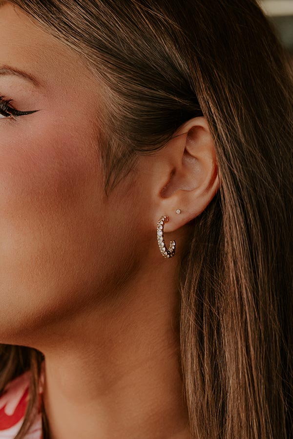 Glistening And Gorgeous Cubic Zirconia Hoop Earrings in Gold Image - 2