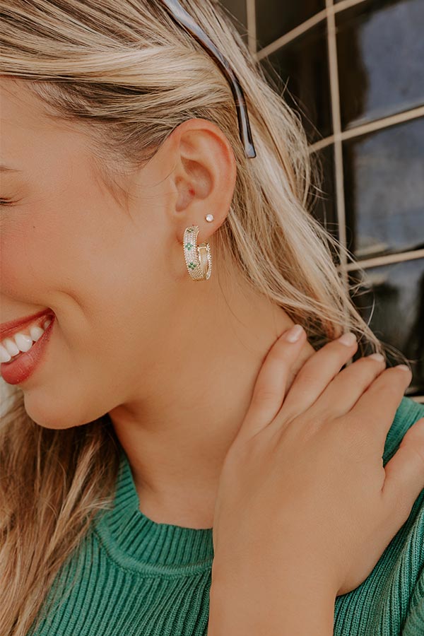 Garden Party Ready Cubic Zirconia Hoop Earrings