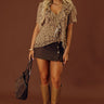Chic Statement High Waist Faux Suede Skort in Espresso Image - 1