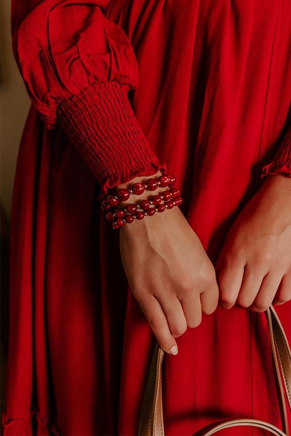 Cider Sippin' Stretch Bracelet Set in Wine