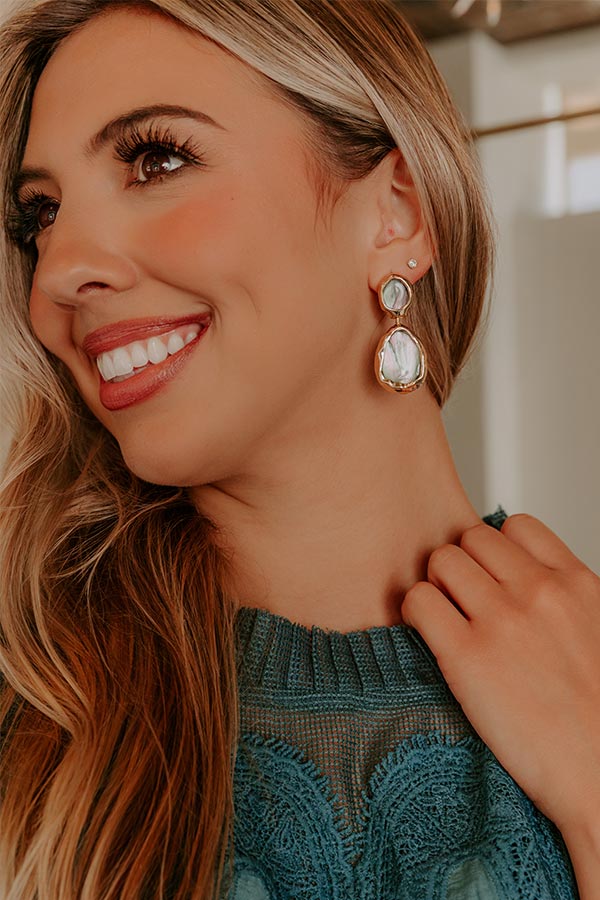 Shimmering Twilight Drop Earrings in Green Abalone Shell