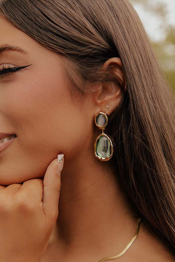 Shimmering Twilight Drop Earrings in Green Abalone Shell Image - 1