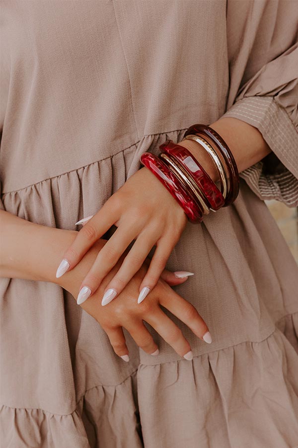 Vip Plans Bangle Bracelet Set in Wine