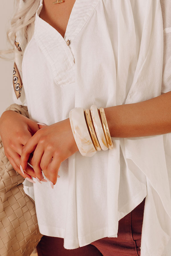 Penthouse Charm Bangle Bracelet Set in Ivory Image - 1