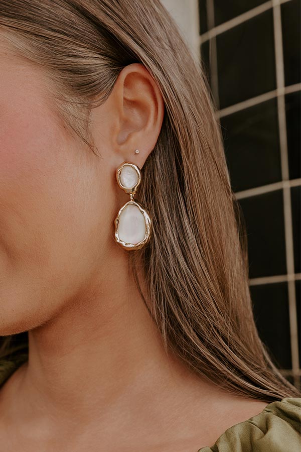 Shimmering Twilight Drop Earrings in Ivory Mother Of Pearl