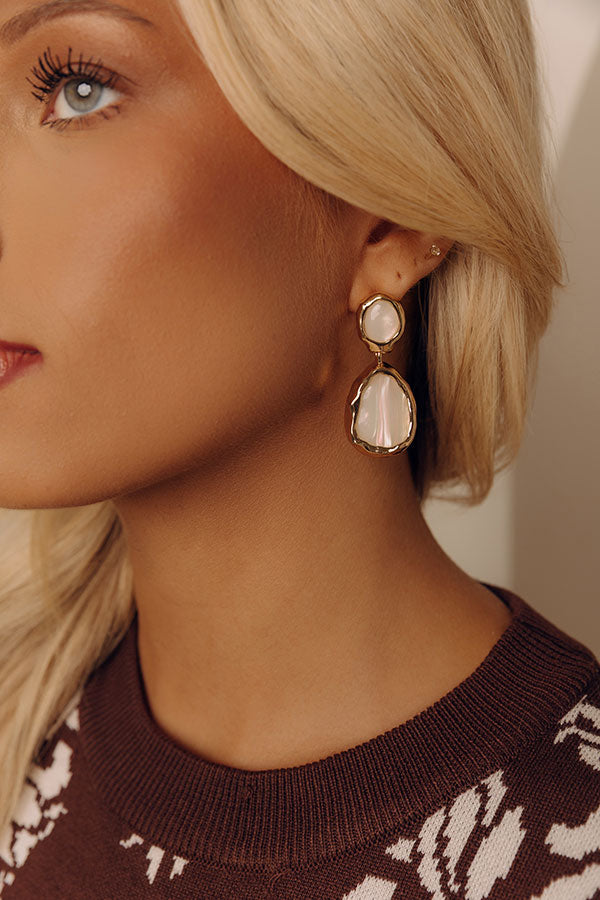 Shimmering Twilight Drop Earrings in Ivory Mother Of Pearl Image - 1