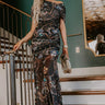 Midnight Romance Asymmetrical Mesh Maxi Dress Image - 1