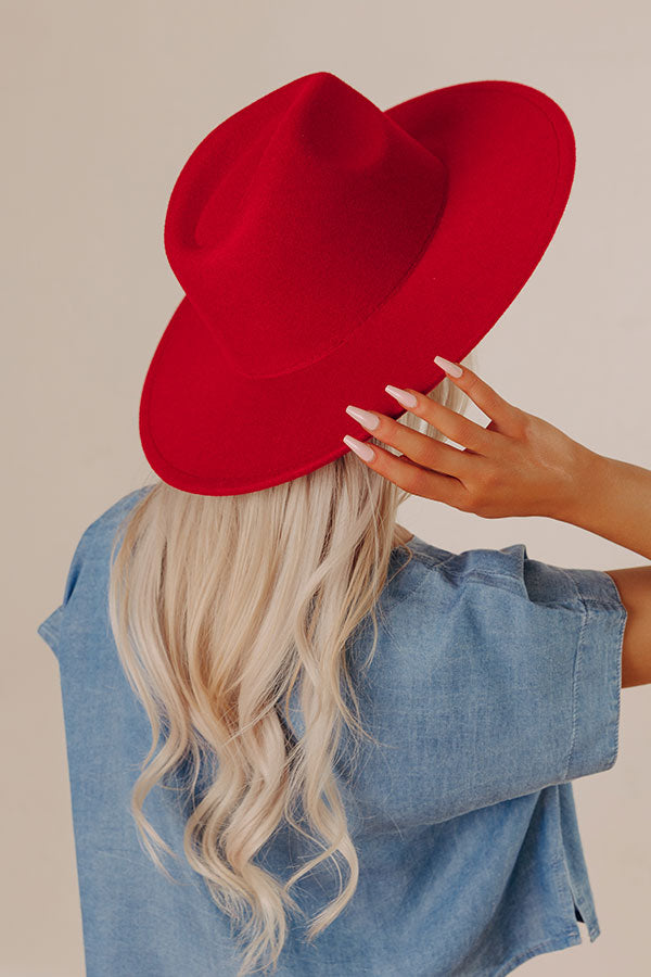 Brunch Babe Felt Fedora in Crimson Image - 1