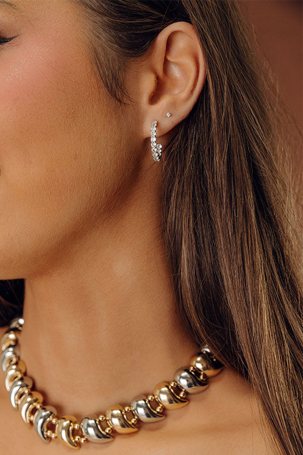 Glistening And Gorgeous Cubic Zirconia Hoop Earrings in Silver Image - 1