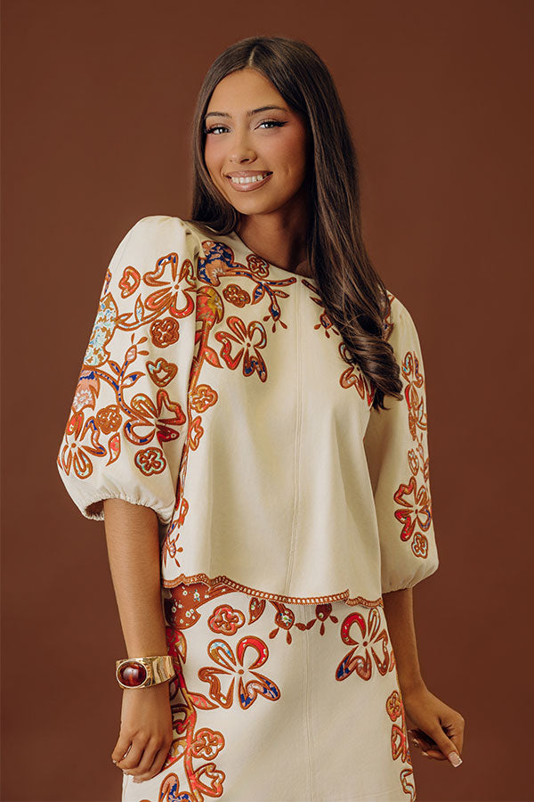 Bohemian Bliss Faux Suede Floral Embroidered Top Image - 1