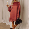 Wine Toast Satin Lace Trim Mini Dress Image - 1