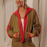Ready To Roadtrip Color Block Zip Up Sweater Image - 1
