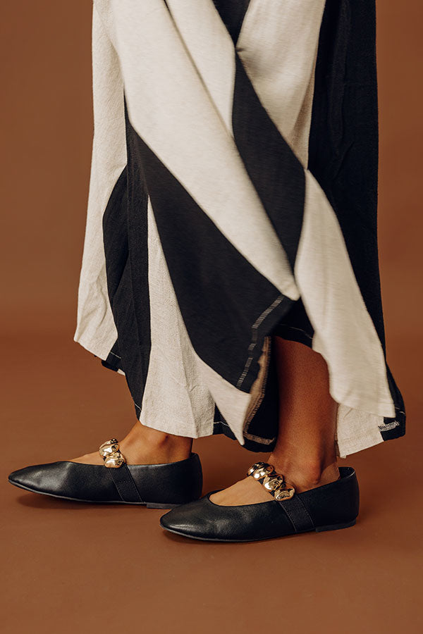 The Amelia Faux Leather Flats in Black