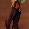Classy Faux Suede Knee High Boot in Chestnut Image - 1