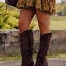Classy Faux Suede Knee High Boot in Chestnut Image - 1