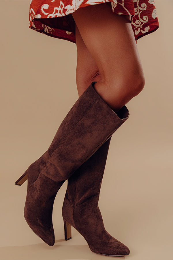 The Adriana Faux Suede Boot in Chestnut