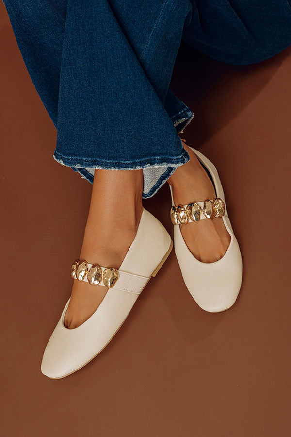 The Amelia Faux Leather Flats in Cream