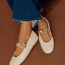 The Amelia Faux Leather Flats in Cream Image - 1