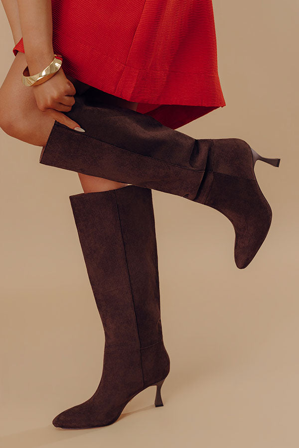 The Lexington Faux Suede Knee High Boot in Chestnut Image - 1
