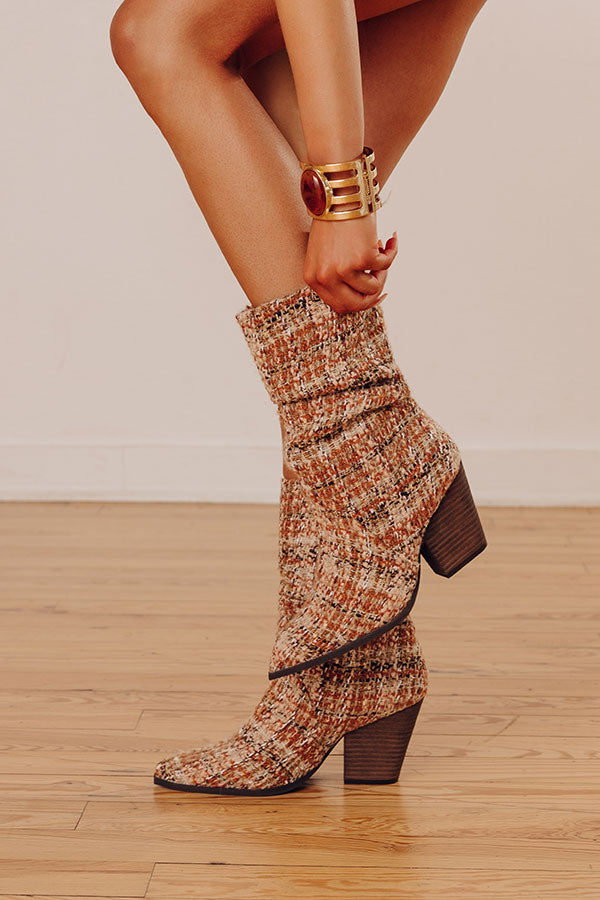 The Letty Chai Tweed Slouch Boot