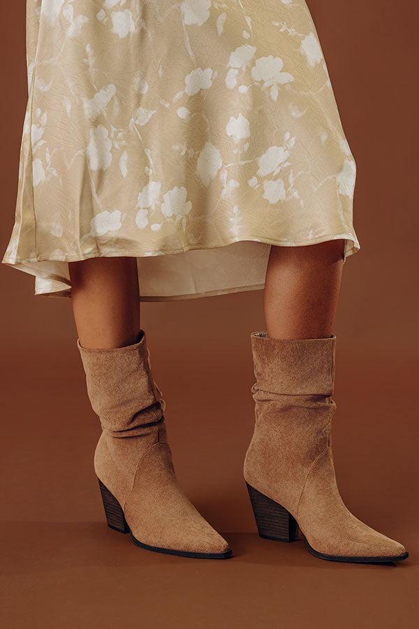 The Letty Faux Suede Slouch Boot in Iced Latte