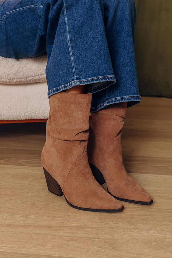 The Letty Faux Suede Slouch Boot in Iced Latte