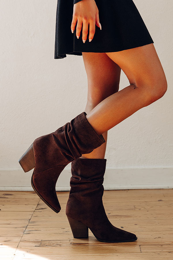 The Letty Faux Suede Slouch Boot in Chestnut Image - 2