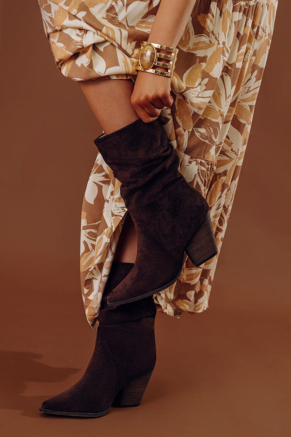 The Letty Faux Suede Slouch Boot in Chestnut